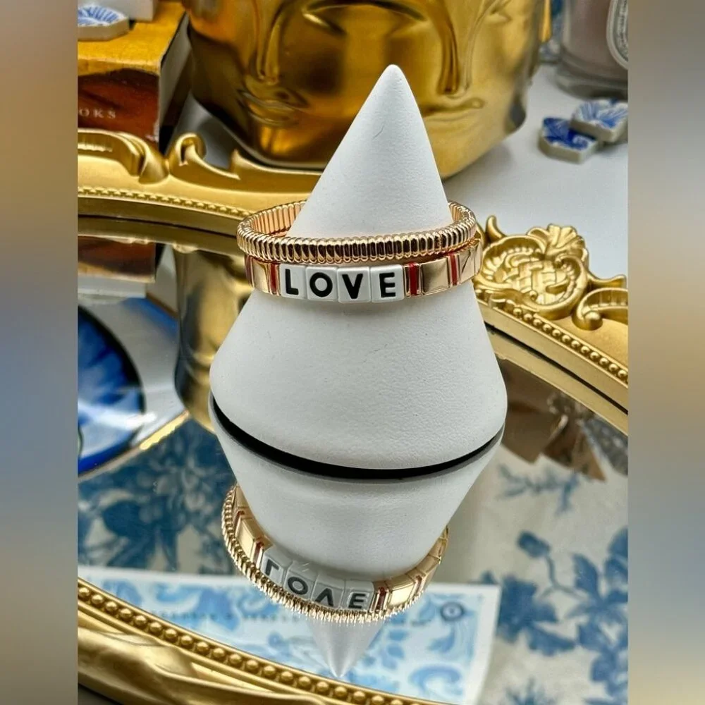🆕 ROXANNE ASSOULIN 🧿 NWOT Golden LOVE Bracelet Set - Set of 2